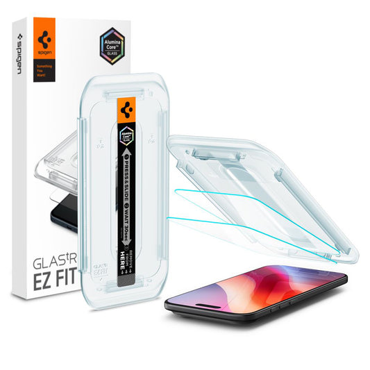 Защитно фолио за екран Spigen GlastR EZ FIT за Apple iPhone 17 Air, закалено стъкло, пълно залепване, комплект от 2 броя