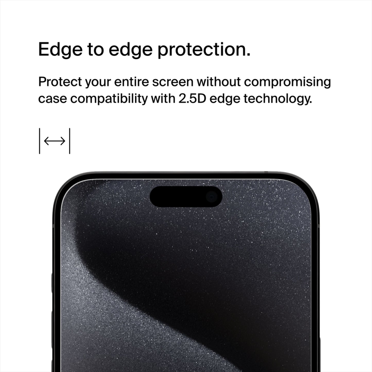 Протектор за екран Belkin ScreenForce TemperedGlass за Apple iPhone 15 Pro Max, закалено стъкло, пълно залепване OVA138zz