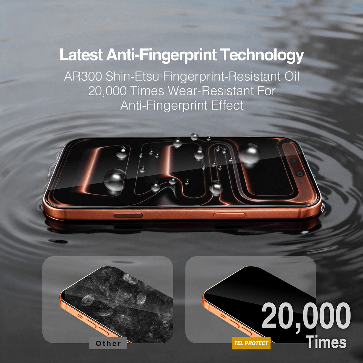 Протектор за екран Tel Protect 10X HD DLC Diamond Coating за Apple iPhone 17 / 16 Pro, закалено стъкло, Full Glue, черен
