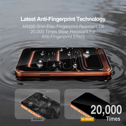 Протектор за екран Tel Protect 10X HD DLC Diamond Coating за Apple iPhone 17 / 16 Pro, закалено стъкло, Full Glue, черен