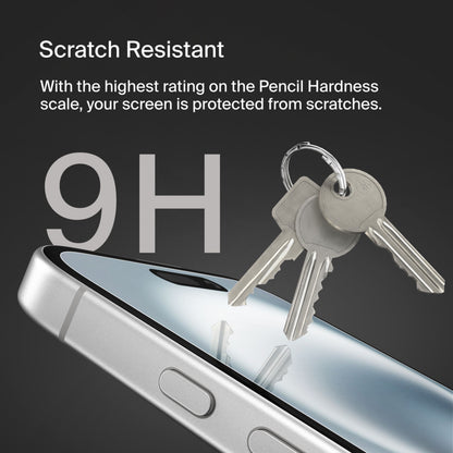 Протектор за екран Belkin ScreenForce TemperedGlass за Apple iPhone 16 / 15 / 14 Pro, закалено стъкло, пълно залепване OVA135zz