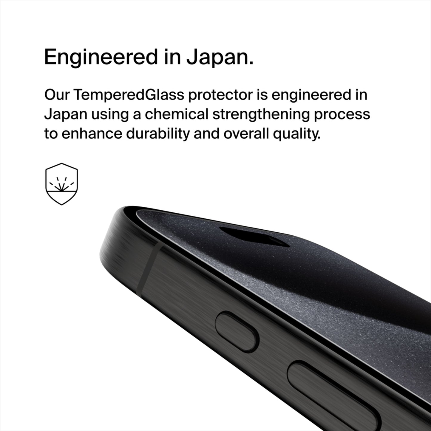 Протектор за екран Belkin ScreenForce TemperedGlass за Apple iPhone 15 Pro, закалено стъкло, пълно залепване OVA137zz