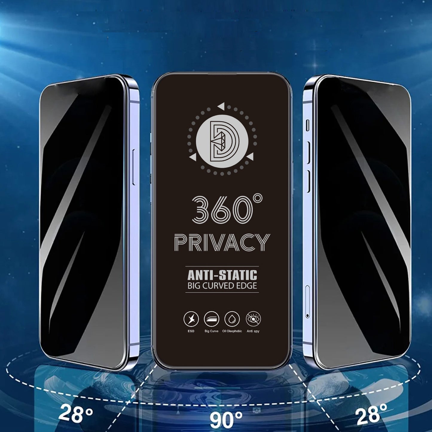 Протектор за екран Privacy OEM 360 за Samsung Galaxy A37 5G, закалено стъкло, пълно залепване