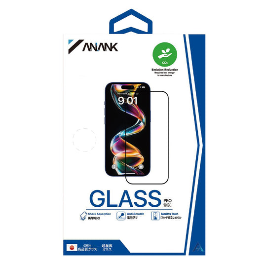 Протектор за екран Anank 1X Reinforced за Apple iPhone 16 Pro, закалено стъкло, пълно залепване, 2.5D, черен