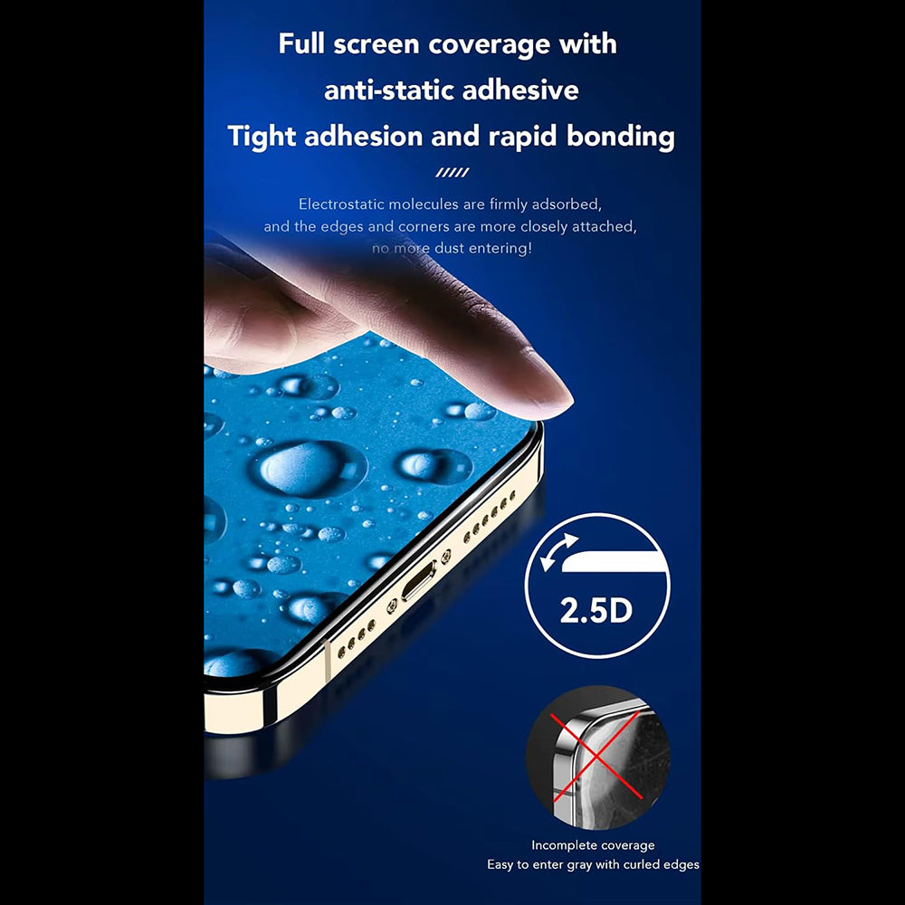 Протектор за екран Anank 3X Reinforced за Apple iPhone 14 Pro Max, закалено стъкло, пълно залепване, 2.5D, черен