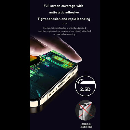 Протектор за екран Anank Anti-Fingerprint за Apple iPhone 15, закалено стъкло, пълно залепване, 2.5D, черен