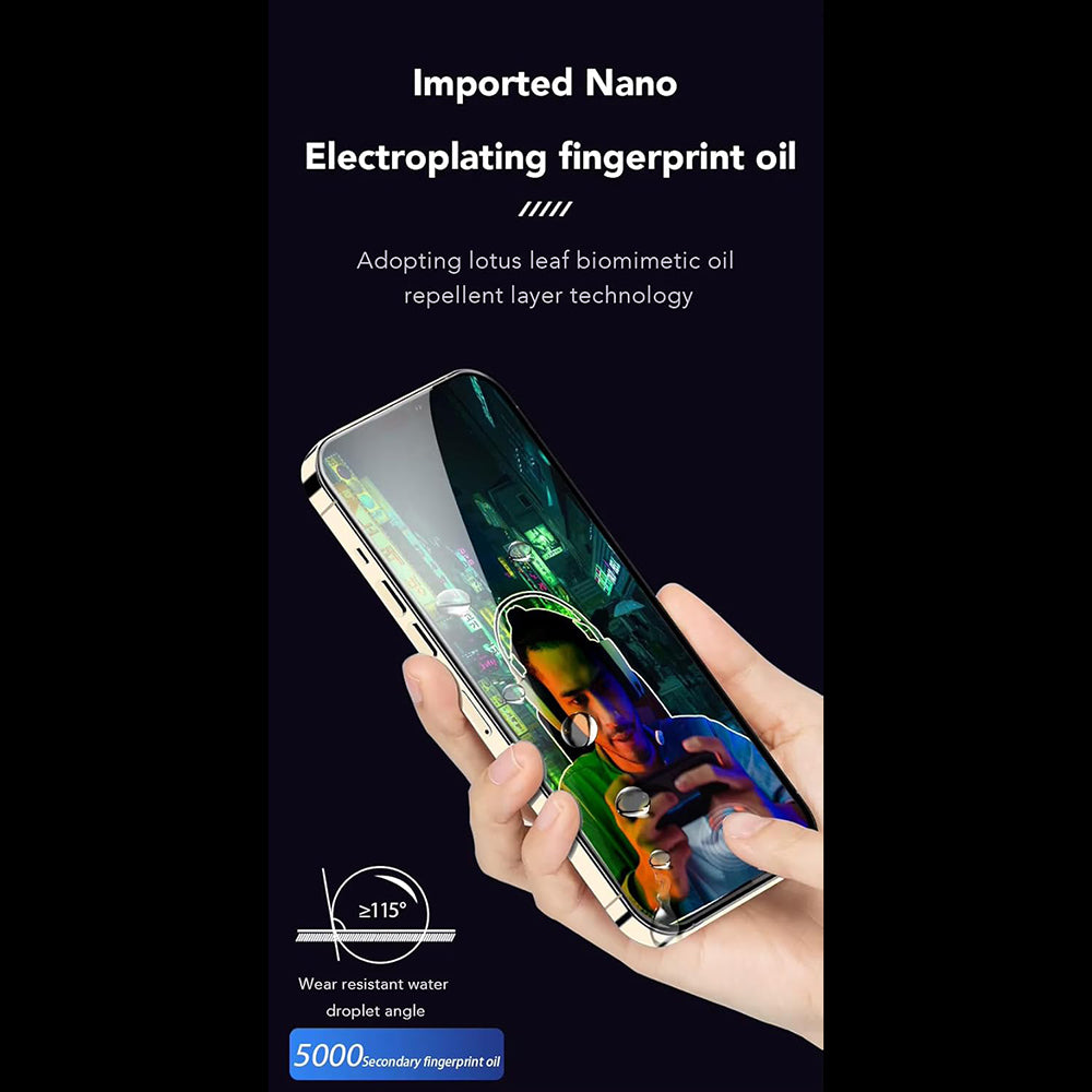 Протектор за екран Anank Anti-Fingerprint за Apple iPhone 17e / 16e / 14 / 13 Pro, закалено стъкло, пълно залепване, 2.5D, черен