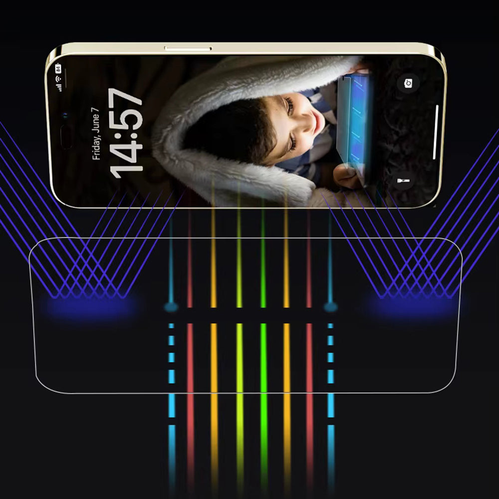 Протектор за екран Anti Blue Light Anank за Apple iPhone 15, закалено стъкло, пълно залепване, 2.5D, черен