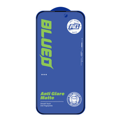 Протектор за екран Blueo Anti-Glare за Apple iPhone 15 Pro, закалено стъкло, пълно залепване, черен