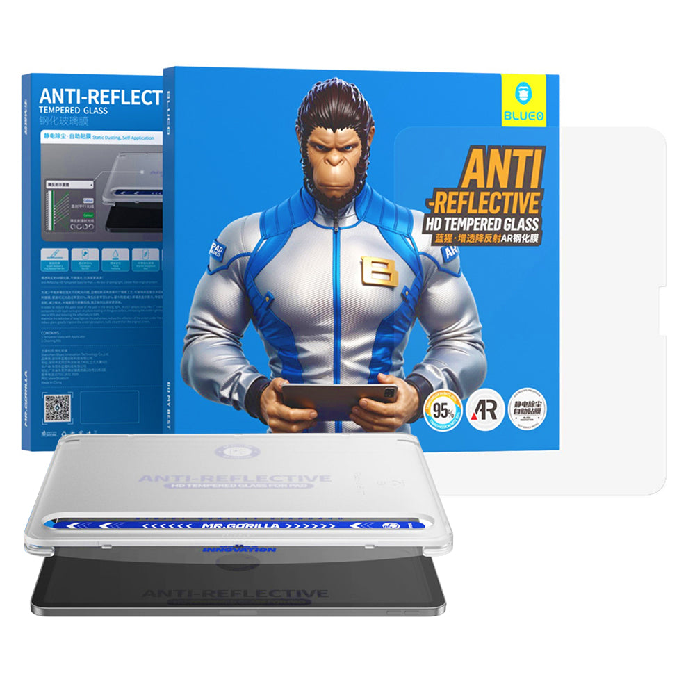 Протектор за екран Blueo Anti-Reflective HD Applicator Pro за Apple iPad Air (2022) / Pro 11 (2021), закалено стъкло, пълно залепване