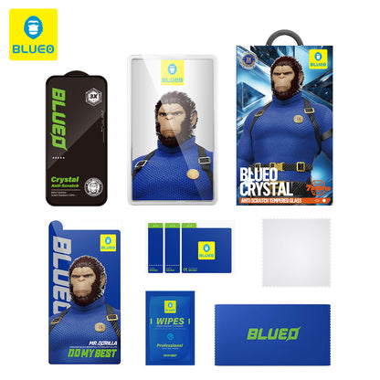 Протектор за екран Blueo Crystal Anti-Scratch за Apple iPhone 15 Pro Max, закалено стъкло, пълно залепване, черен