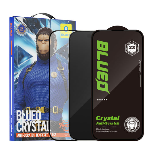 Протектор за екран Blueo Crystal Anti-Scratch за Apple iPhone 16 / 15, закалено стъкло, пълно залепване, черен