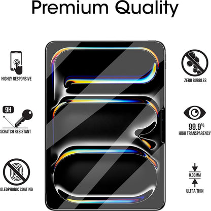 Blueo HD Screen Protector Film for Apple iPad Air 13 (2024), Tempered Glass, Full Glue