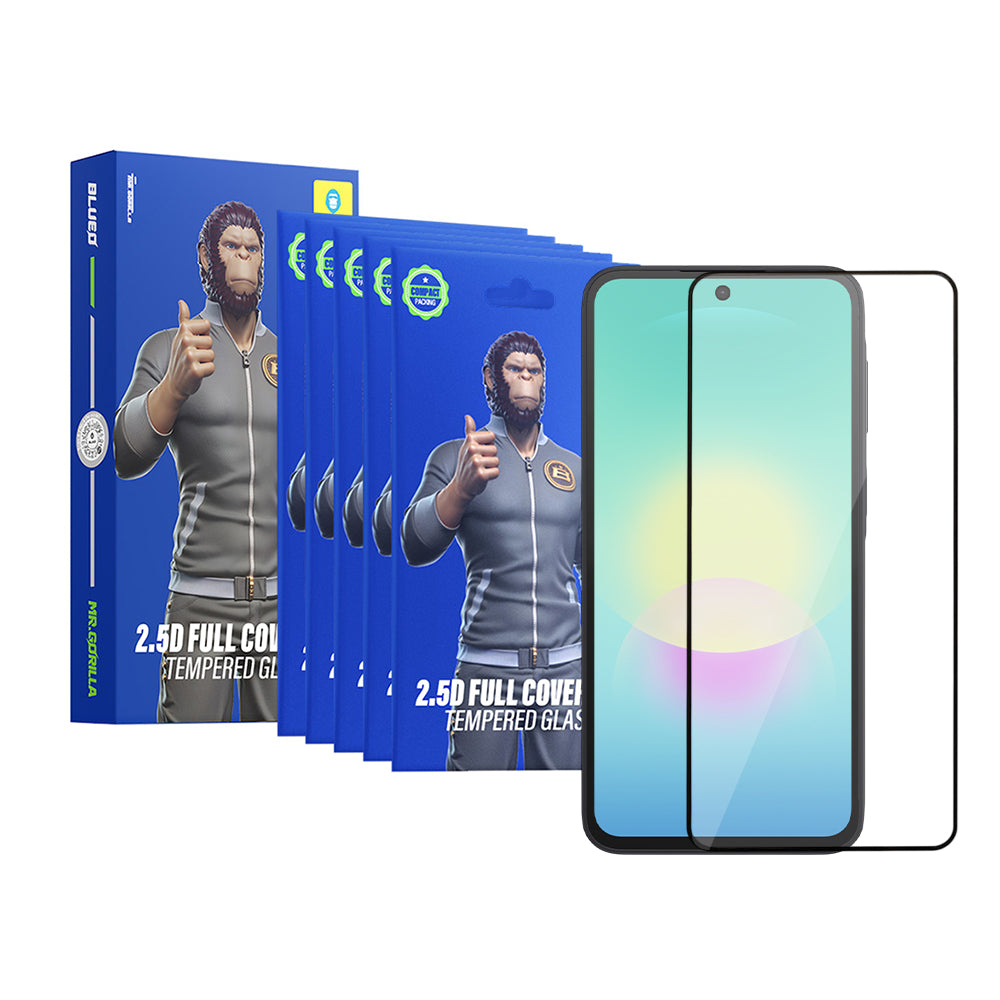 Протектор за екран Blueo HD за Samsung Galaxy A27 5G / A57 5G / A37 5G, закалено стъкло, пълно залепване, 2.5D, комплект от 5 броя, черен