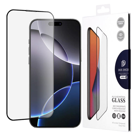 Протектор за екран DUX DUCIS за Apple iPhone 16 Pro Max, закалено стъкло, Edge Glue, черен