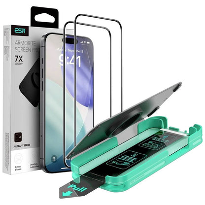 Протектор за екран ESR Armorite UltraFit за Apple iPhone 18 Pro Max / 17 Pro Max, закалено стъкло, пълно залепване, комплект от 2 броя, черен