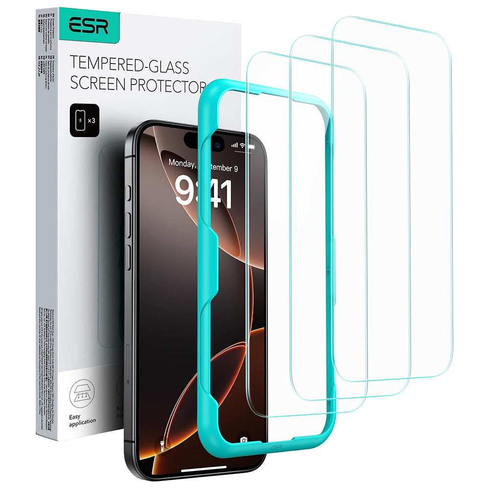 Защитно фолио ESR за екран за Apple iPhone 17 Air, закалено стъкло, Full Glue, комплект от 3 броя