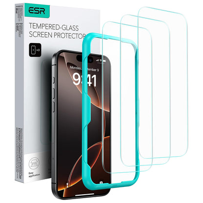 Защитно фолио ESR за екран за Apple iPhone 17 Air, закалено стъкло, Full Glue, комплект от 3 броя