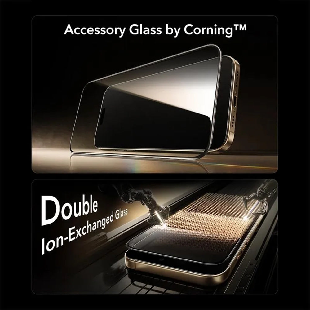 Фолио за защита на екрана ESR UltraFit Armorite Pro за Apple iPhone 17 Pro, Закалено стъкло, Пълно залепване, Черно