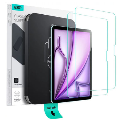 Защитно фолио ESR UltraFit за екран на Apple iPad Air 13 (2025) / Air 13 (2024), закалено стъкло, пълно залепване, комплект от 2 броя