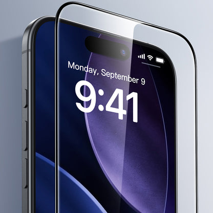 Защитно фолио ESR UltraFit за екран на Apple iPhone 17 Pro, закалено стъкло, пълно залепване, черно