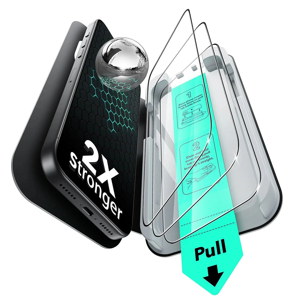 Защитно фолио ESR UltraFit за екран на Apple iPhone 17 Pro, закалено стъкло, Full Glue, комплект от 3 броя.