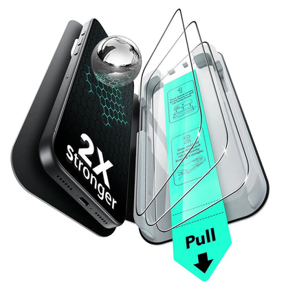 Защитно фолио ESR UltraFit за екран на Apple iPhone 17 Pro, закалено стъкло, Full Glue, комплект от 3 броя.