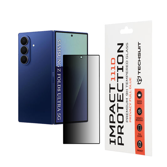 Протектор за външен екран Privacy Techsuit за Samsung Galaxy Z Fold8 Ultra F971, закалено стъкло, пълно залепване, 111D