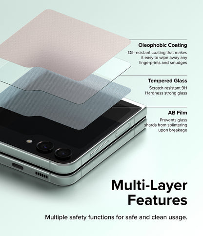 Защитно фолио Ringke за външен екран за Samsung Galaxy Z Flip5 F731, закалено стъкло, пълно залепване, комплект от 2 броя