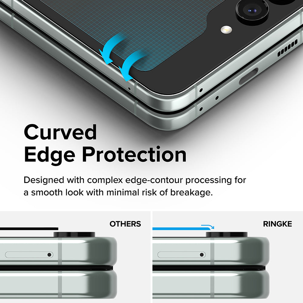 Защитно фолио Ringke за външен екран за Samsung Galaxy Z Flip5 F731, закалено стъкло, пълно залепване, комплект от 2 броя
