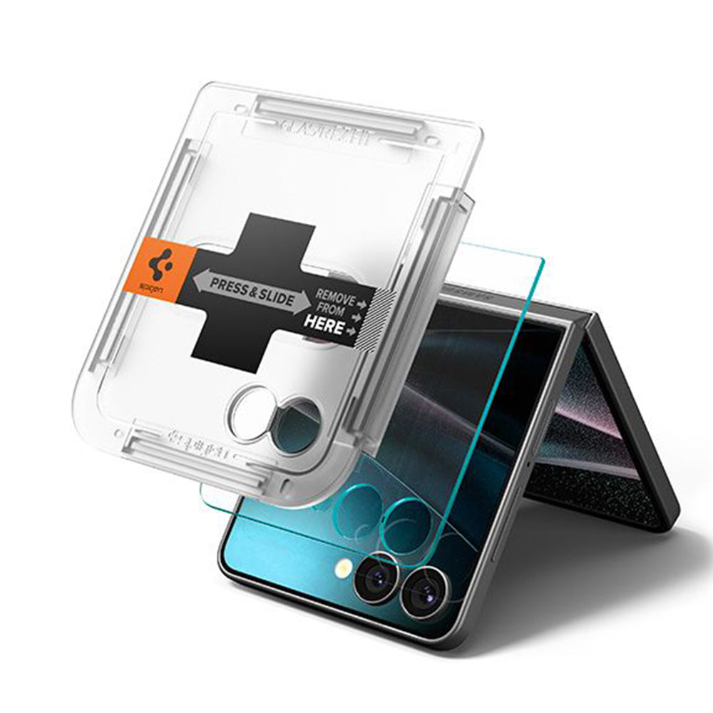 Spigen GlastR EZ FIT Exterior Screen Protector for Samsung Galaxy Z Flip7 F766, Tempered Glass, Full Glue