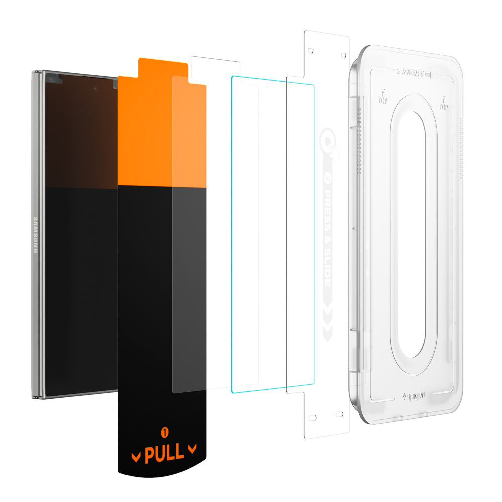 Фолио за защита на външен екран Spigen GlastR EZ FIT Pro HD за Samsung Galaxy Z Fold7 F966, закалено стъкло, пълно залепване, комплект от 2 броя AGL09579