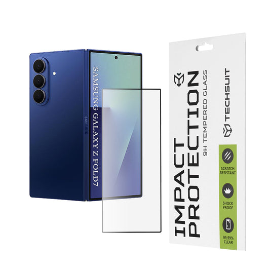 Протектор за външен екран Techsuit за Samsung Galaxy Z Fold7 F966, закалено стъкло, пълно залепване, 111D, черен