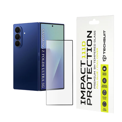 Външна защитна фолио за екран Techsuit за Samsung Galaxy Z Fold8 Ultra F971, закалено стъкло, пълно залепване, 111D, черна