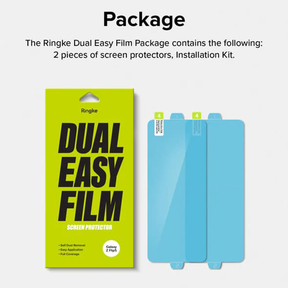 Фолио за защита на вътрешния екран Ringke Dual Easy за Samsung Galaxy Z Flip5 F731, Пластмаса, Комплект 2 броя