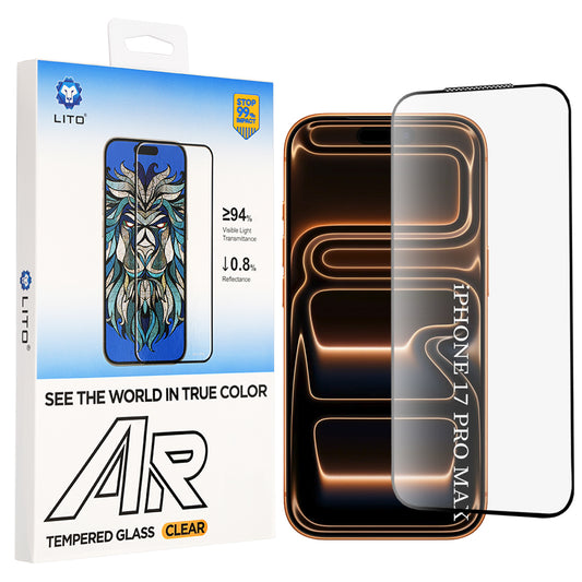 Протектор за екран Lito AR SE за Apple iPhone 18 Pro Max / 17 Pro Max, закалено стъкло, пълно залепване, черен