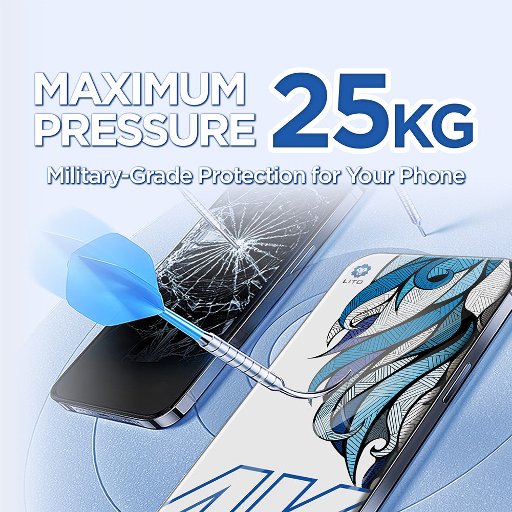 Защитно фолио Lito D+ Max 4K за екран на Apple iPhone 17 Pro Max, закалено стъкло, пълно лепило, черно