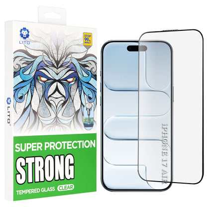 Защитно фолио Lito D+ Max Strong за Apple iPhone 17 Air, закалено стъкло, пълно лепене, черно