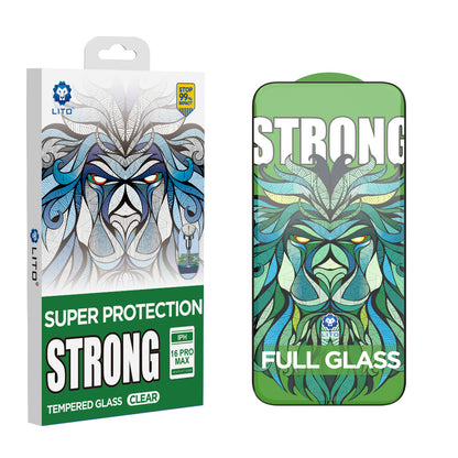 Защитно фолио Lito D+ Max Strong за Apple iPhone 17 Pro Max, закалено стъкло, пълно лепило, черно