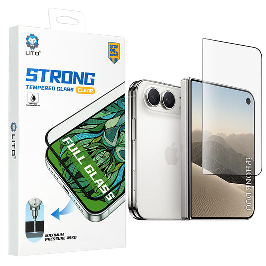 Протектор за външен екран Lito D+ Max Strong за Apple iPhone Duo, закалено стъкло, пълно залепване, черен