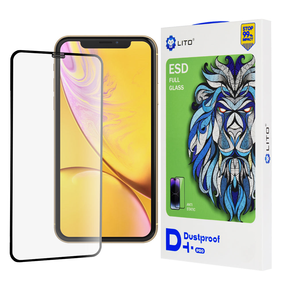 Протектор за екран Lito D+ Pro Dustproof за Apple iPhone 11 / XR, закалено стъкло, пълно залепване, черен