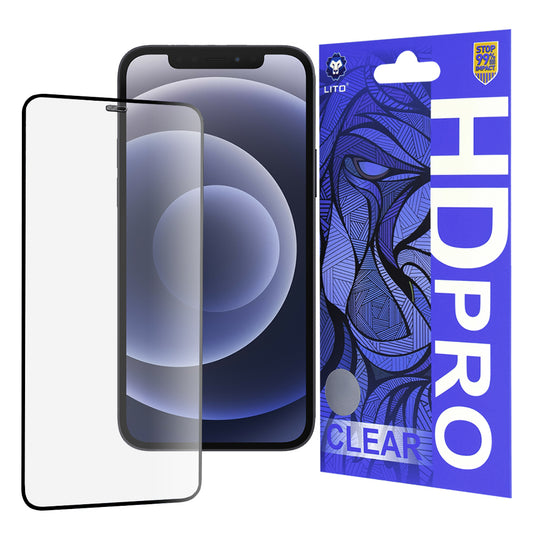 Протектор за екран Lito HD Pro Clear за Apple iPhone 12 / 12 Pro, закалено стъкло, пълно залепване, черен