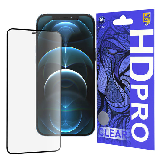 Протектор за екран Lito HD Pro Clear за Apple iPhone 12 Pro Max, закалено стъкло, пълно залепване, черен