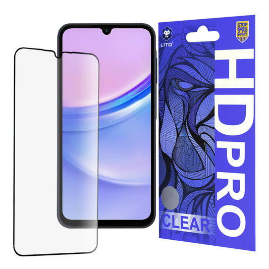 Протектор за екран Lito HD Pro Clear за Samsung Galaxy A15 5G A156 / A15 A155 / A25 A256 / A24 4G A245, закалено стъкло, пълно залепване, черен