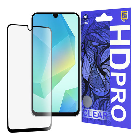 Протектор за екран Lito HD Pro Clear за Samsung Galaxy A16 5G A166 / A16 4G A165, закалено стъкло, пълно залепване, черен