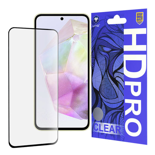 Протектор за екран Lito HD Pro Clear за Samsung Galaxy A35 5G A356, закалено стъкло, пълно залепване, черен