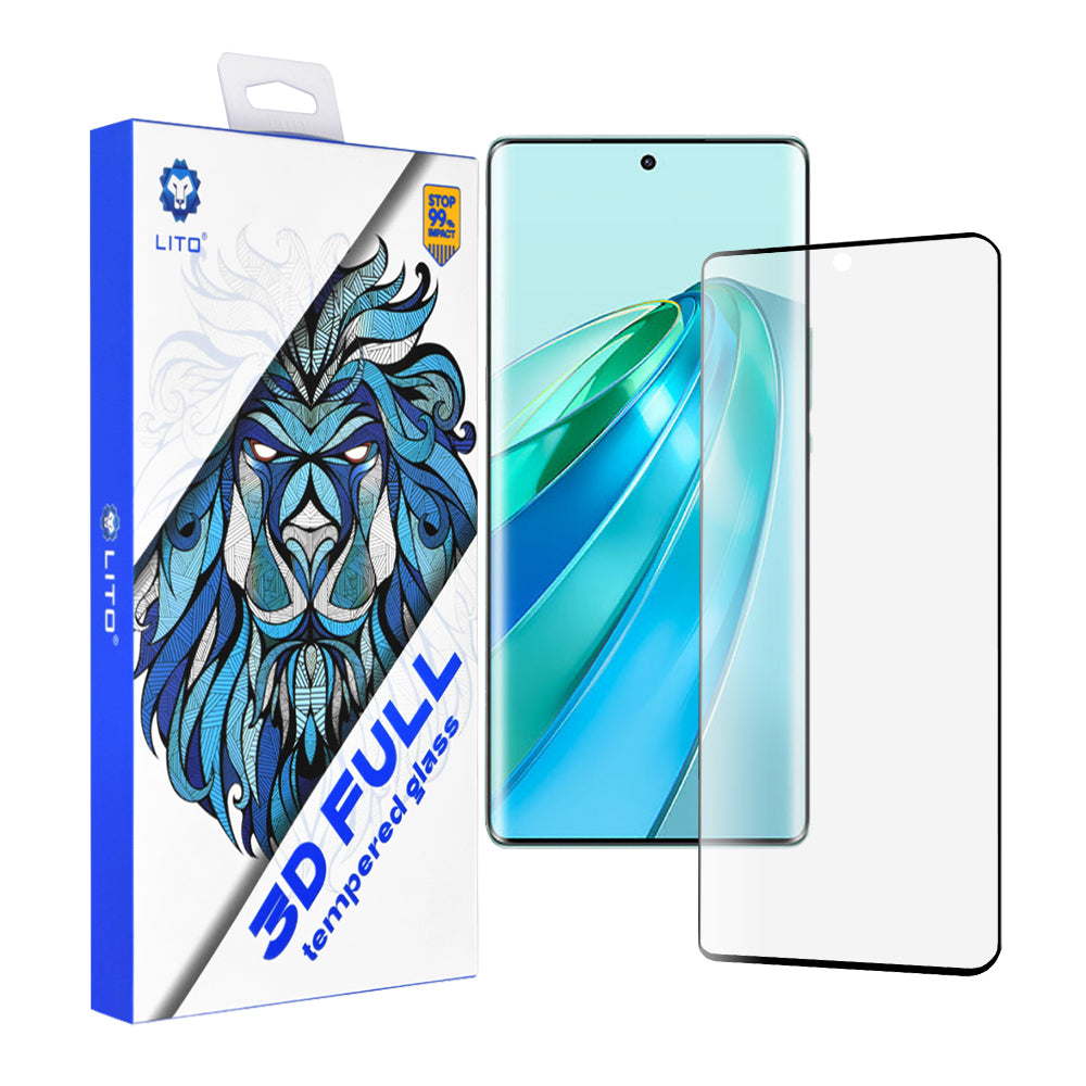 Протектор за екран Lito за Honor X9a, закалено стъкло, пълно залепване, 3D, черен
