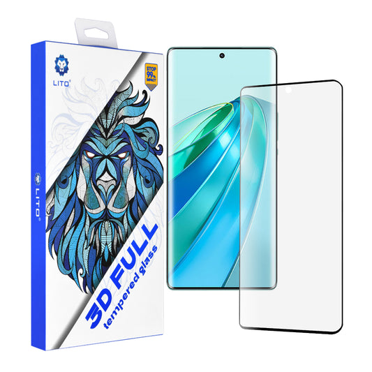 Протектор за екран Lito за Honor X9a, закалено стъкло, пълно залепване, 3D, черен
