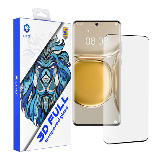 Протектор за екран Lito за Huawei P50 Pro, закалено стъкло, пълно залепване, 3D, черен