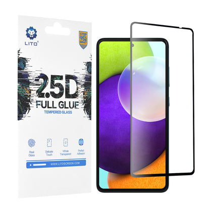 Протектор за екран Lito за Samsung Galaxy A52s 5G A528 / A52 5G A526 / A52 A525, закалено стъкло, Full Glue, 2.5D, черен